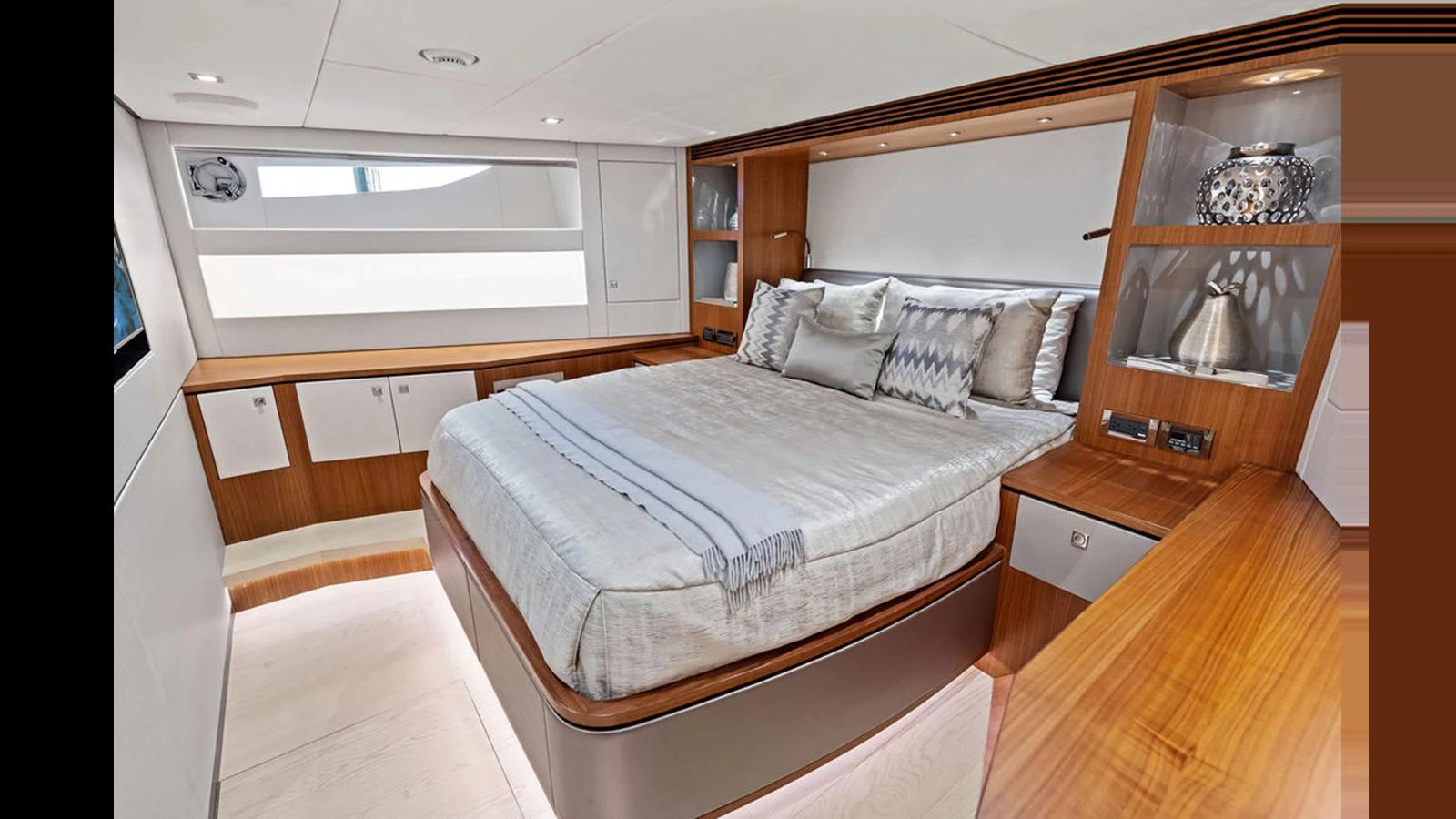 a bed in a room aboard MOBILLITY Yacht for Sale