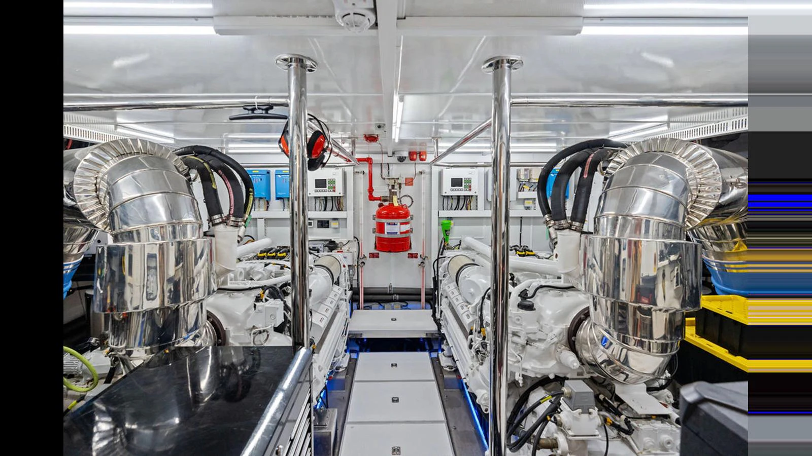 a large white machine in a room aboard MOBILLITY Yacht for Sale
