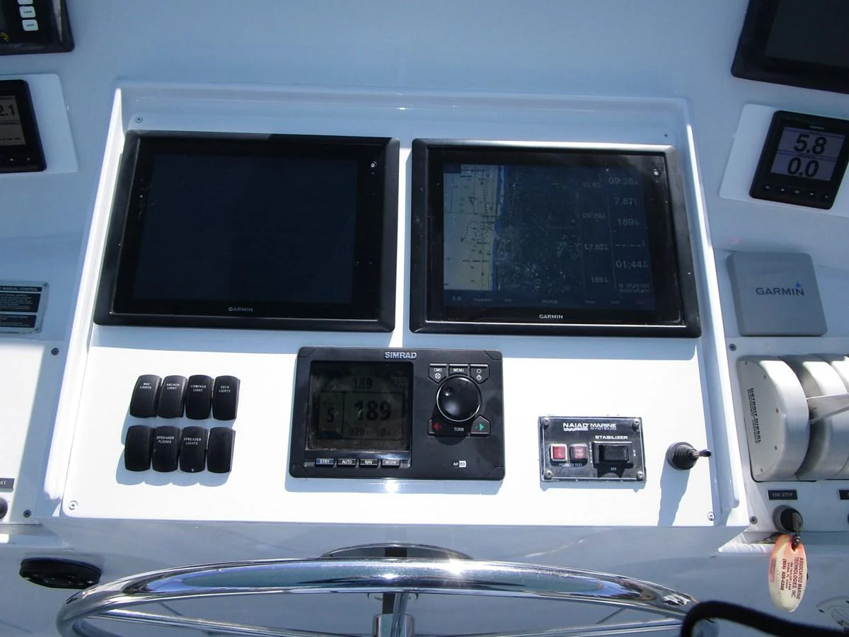 The helm station features advanced navigation equipment and controls for a seamless sailing experience. aboard SHEPSL X Yacht for Sale