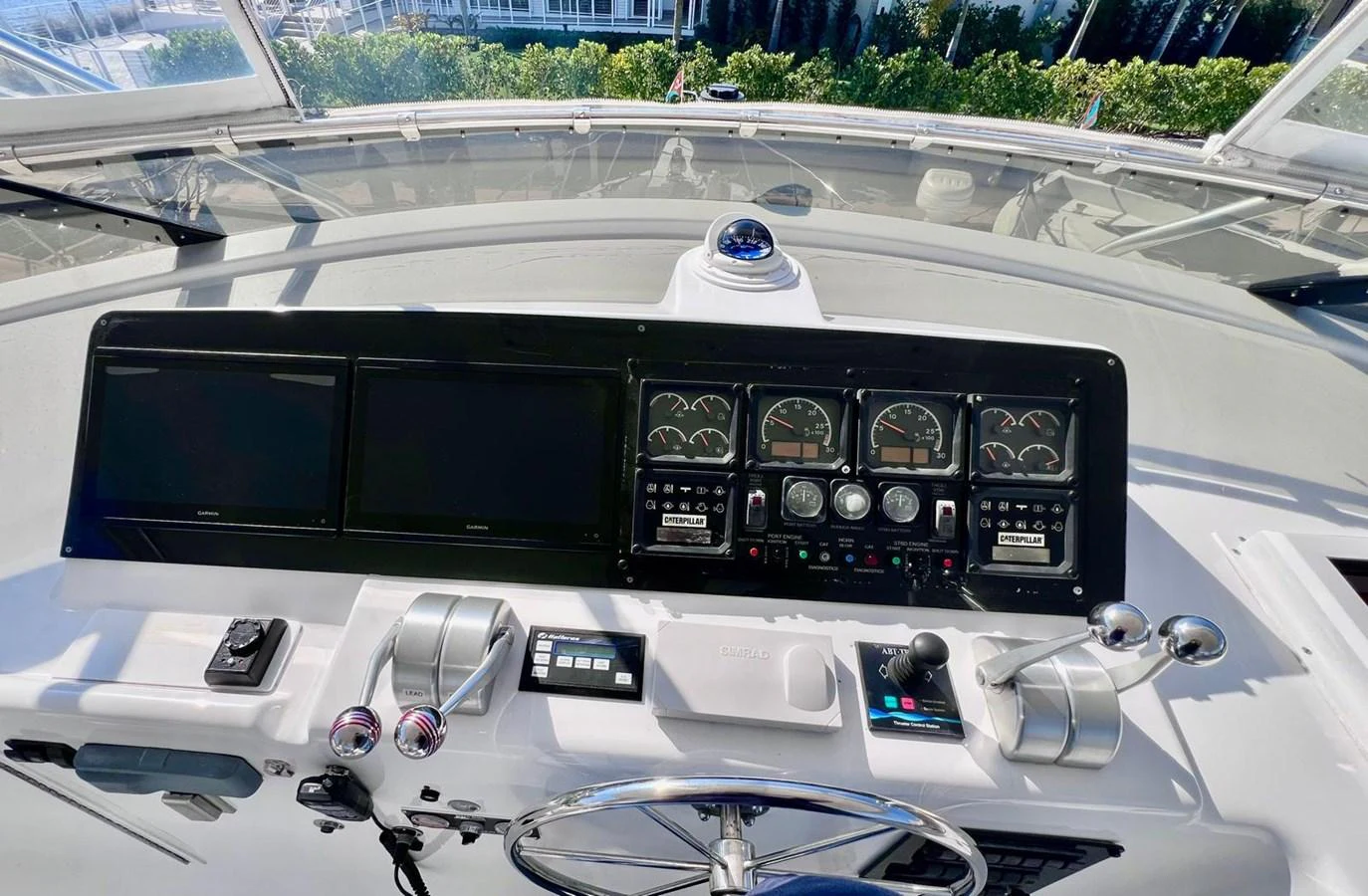 The helm station features advanced navigation and control systems for smooth sailing. aboard KRISTIN LEE Yacht for Sale