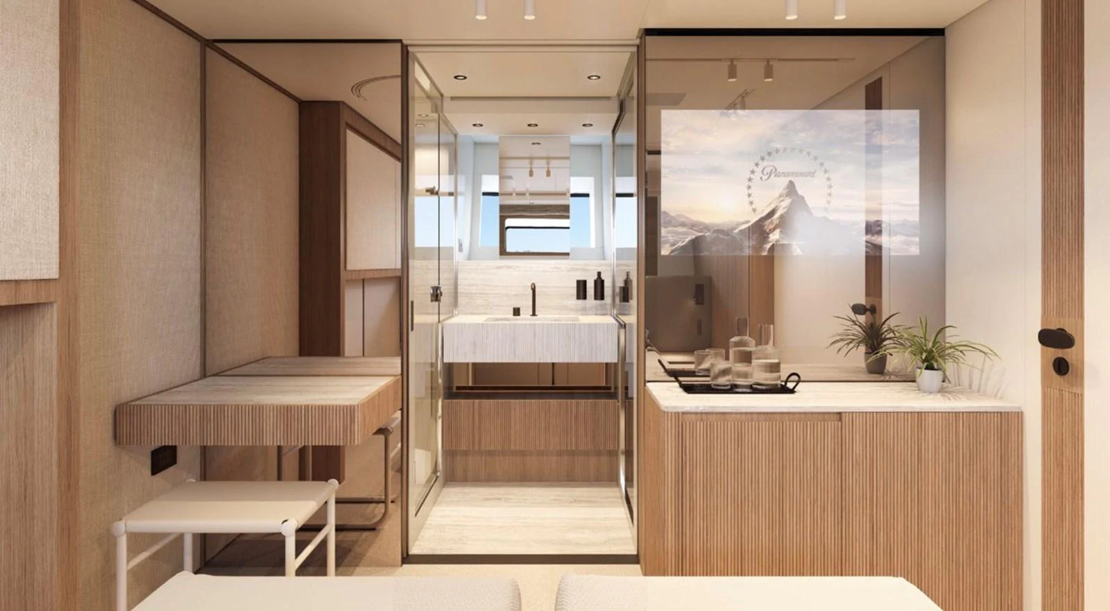 The yacht's interior features a modern and elegant design with a focus on natural light and clean lines. aboard SD90 Yacht for Sale