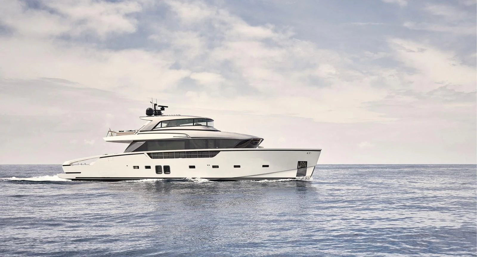 a white yacht in the water aboard SX88 Yacht for Sale