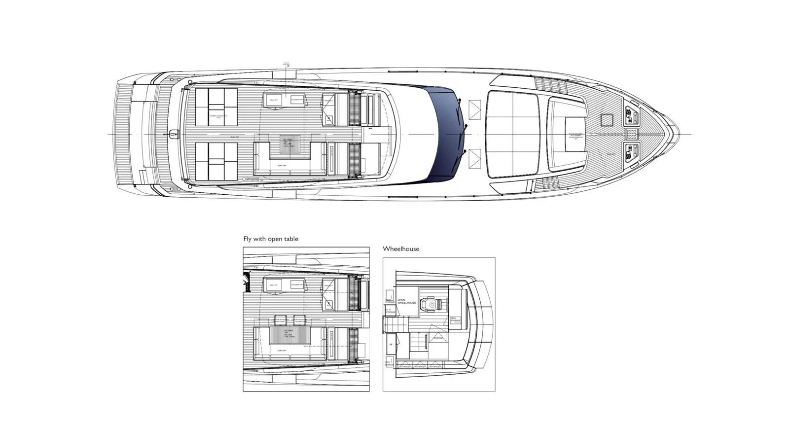 A detailed layout plan of the yacht showcasing various decks and their configurations. aboard SL86A Yacht for Sale