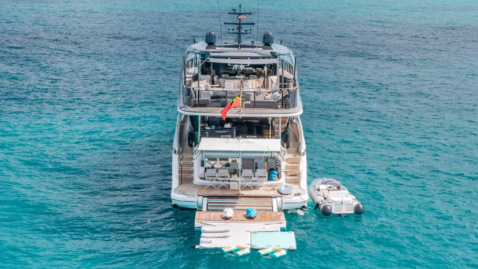 a large ship in the water aboard GEMINI Yacht for Sale
