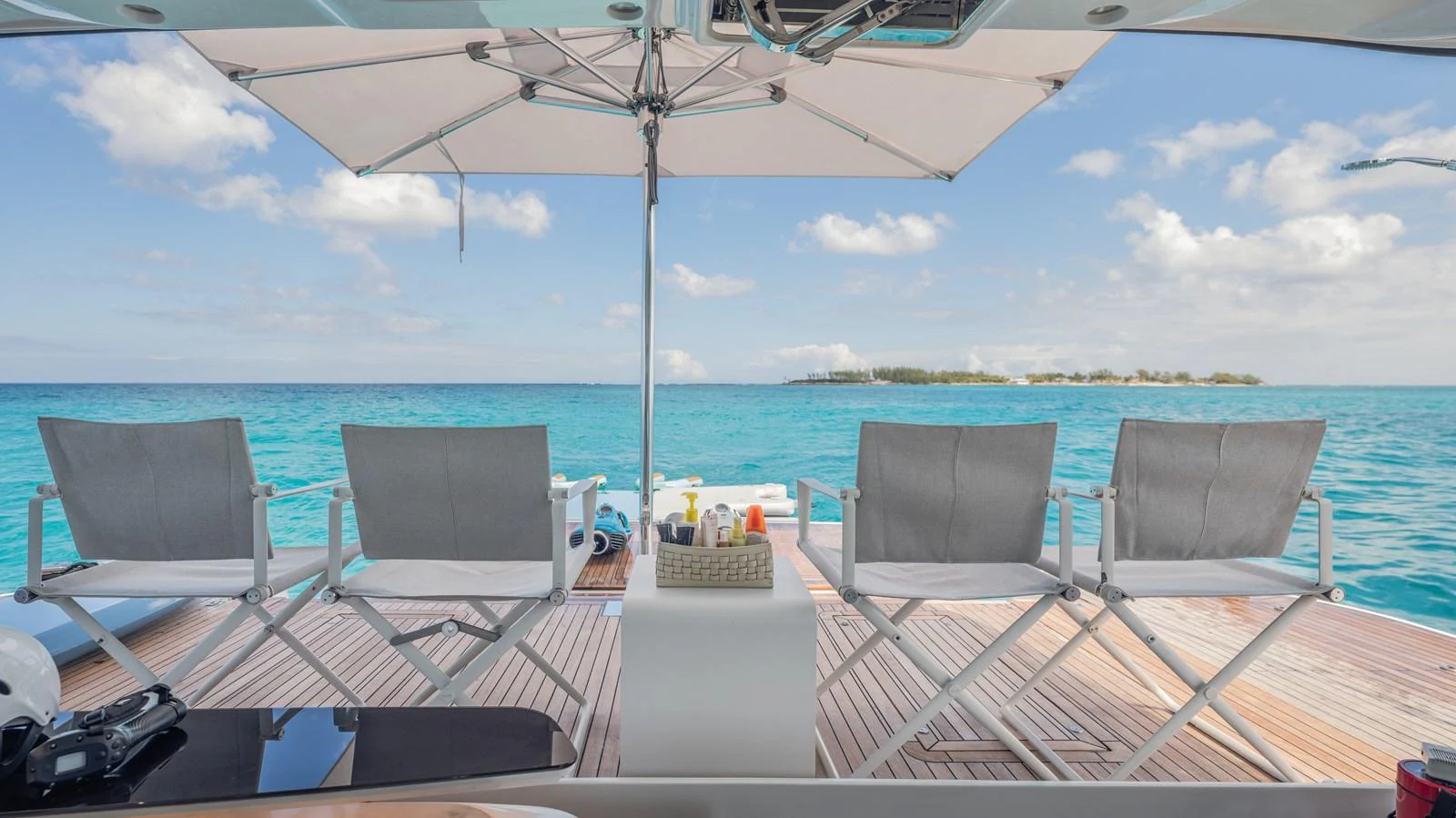 a group of chairs on a boat aboard GEMINI Yacht for Sale