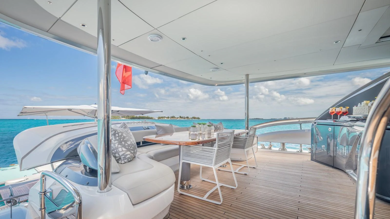 a boat on a deck aboard GEMINI Yacht for Sale