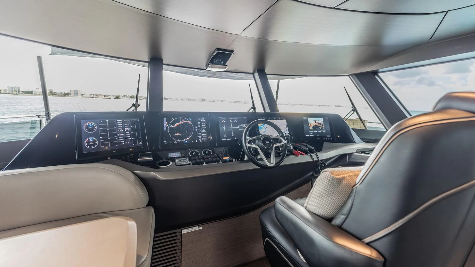 the inside of a car aboard GEMINI Yacht for Sale