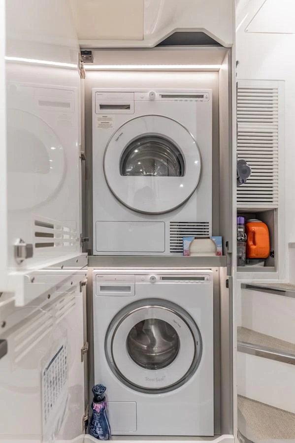 a white washing machine aboard GEMINI Yacht for Sale