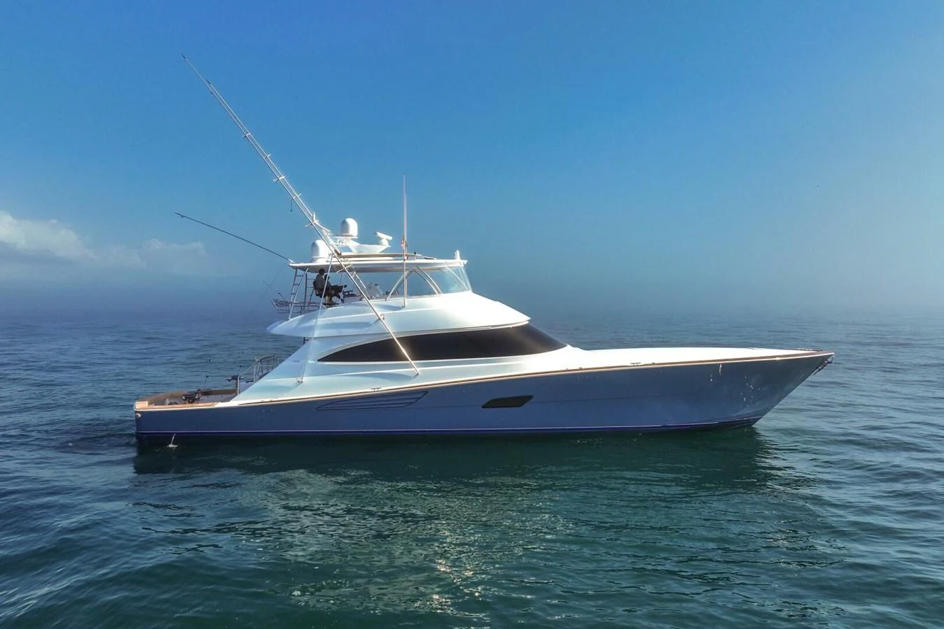 a white boat in the water aboard ZATARA Yacht for Sale