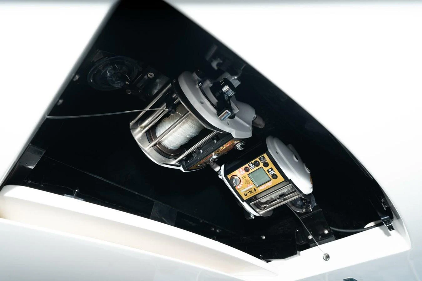 a black rectangular object with a silver object on it aboard ZATARA Yacht for Sale