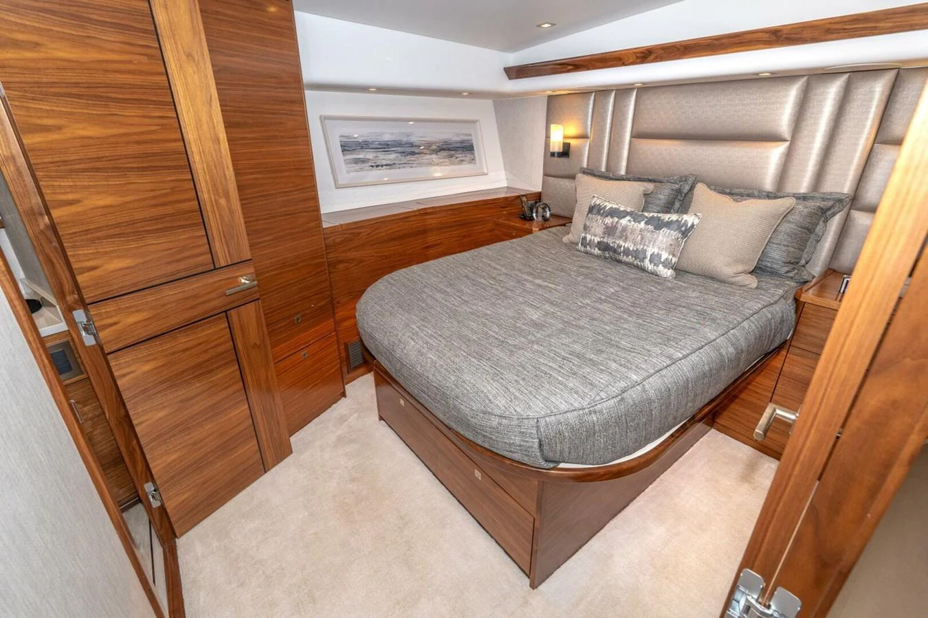a bed in a room aboard ZATARA Yacht for Sale