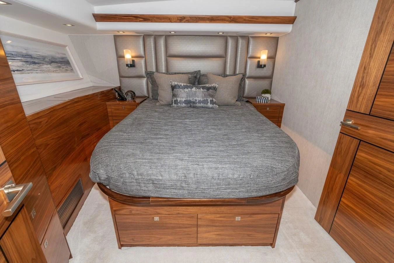 a bed in a room aboard ZATARA Yacht for Sale