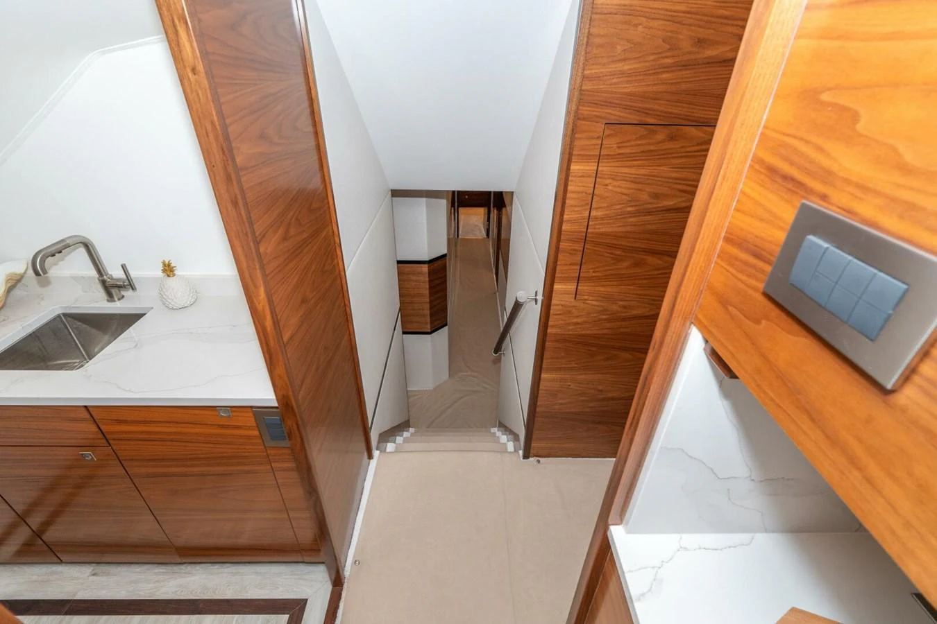 a bathroom with a sink and a mirror aboard ZATARA Yacht for Sale