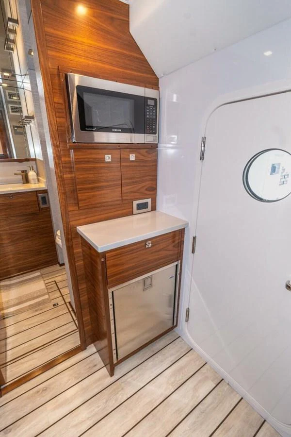 a kitchen with a microwave oven aboard ZATARA Yacht for Sale