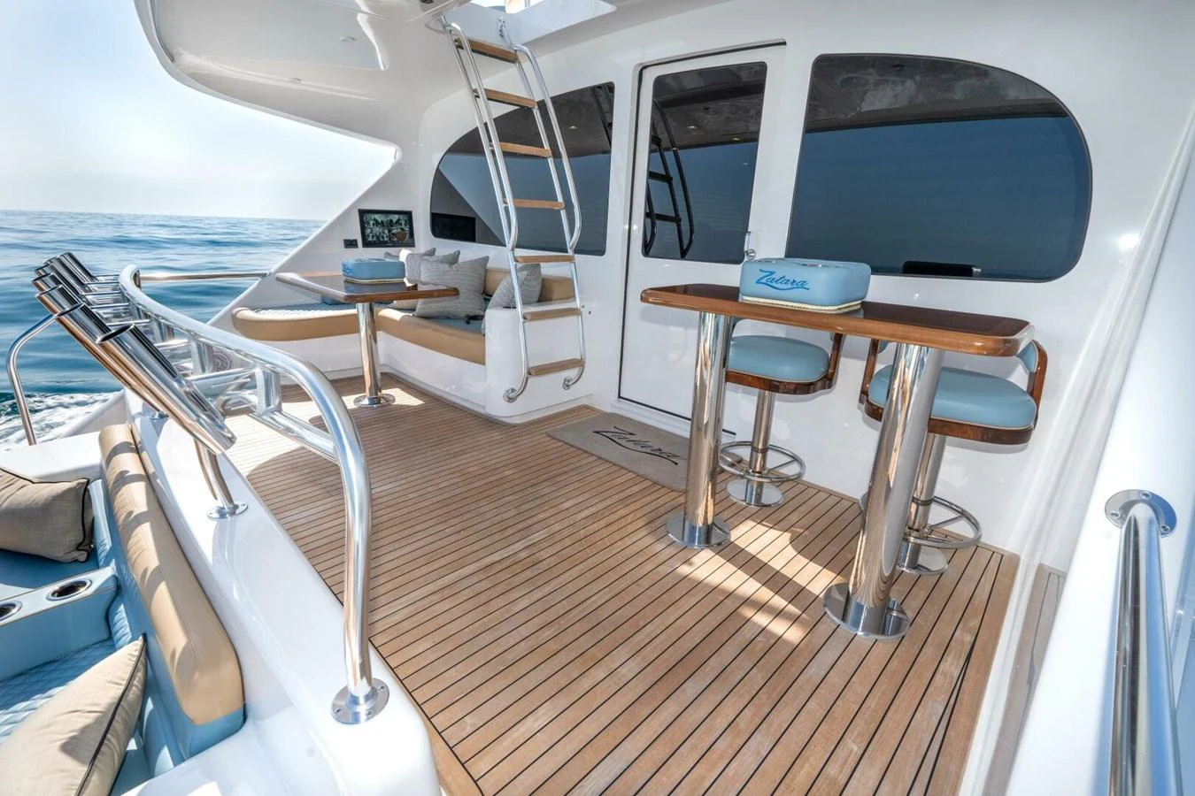 a boat with a desk and chairs aboard ZATARA Yacht for Sale