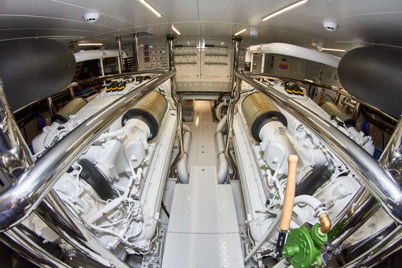 The engine room showcases the yacht's powerful and meticulously maintained machinery. aboard KAPUSHA Yacht for Sale