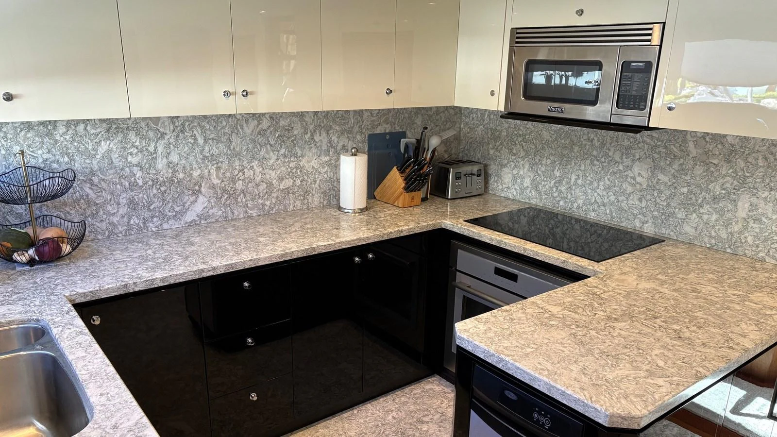The yacht's galley features modern appliances and sleek countertops, providing a stylish and functional space for meal preparation. aboard BELLA LISA Yacht for Sale
