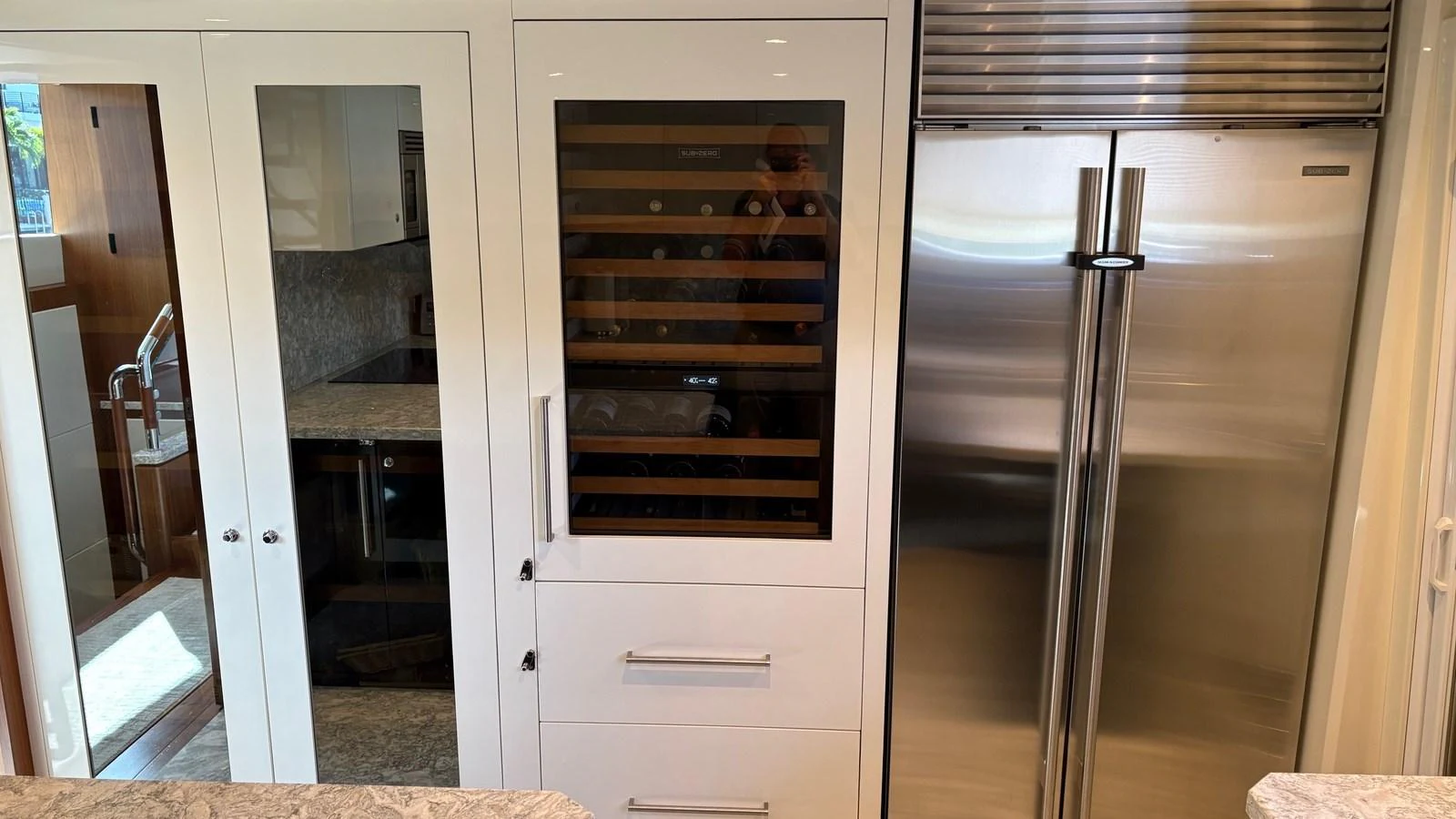 The galley features modern appliances and sleek cabinetry for a refined culinary experience. aboard BELLA LISA Yacht for Sale