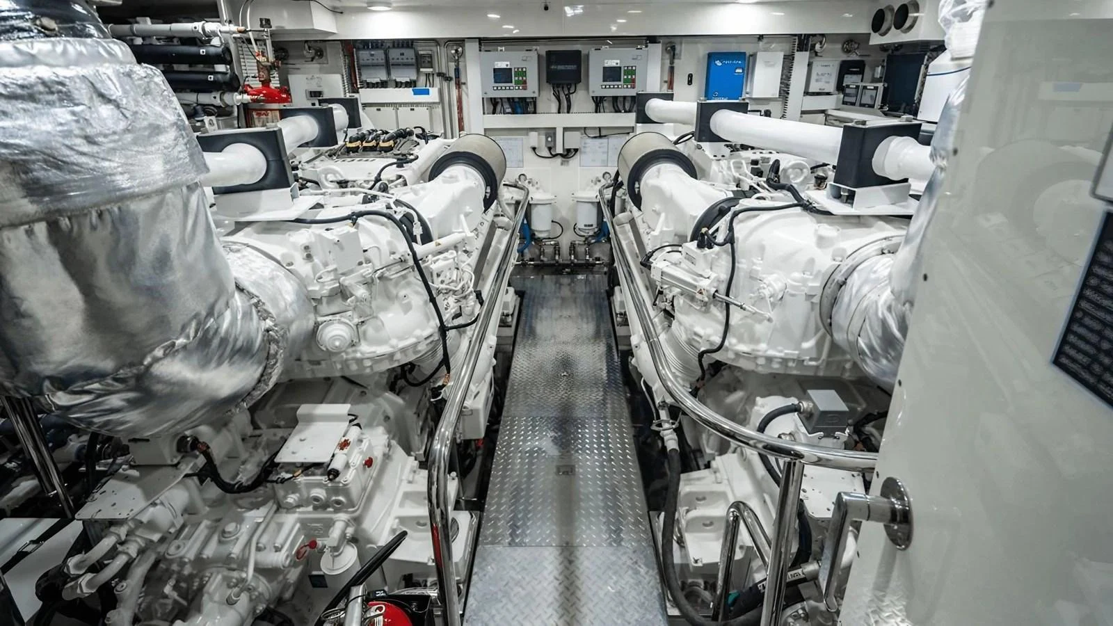 The engine room showcases powerful machinery and advanced engineering systems. aboard BELLA LISA Yacht for Sale