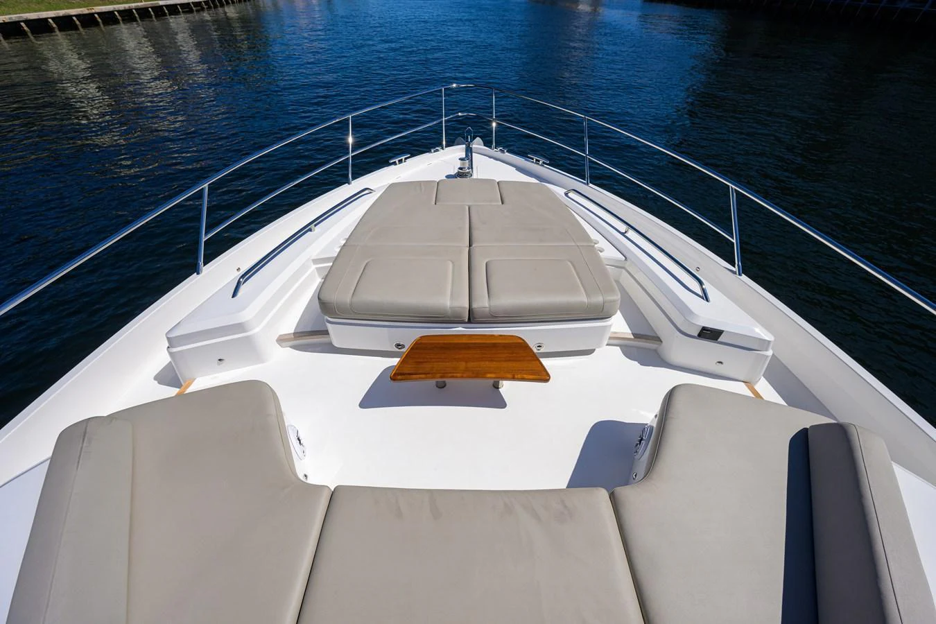 The foredeck features luxurious sun pads for ultimate relaxation. aboard MISS AMY Yacht for Sale