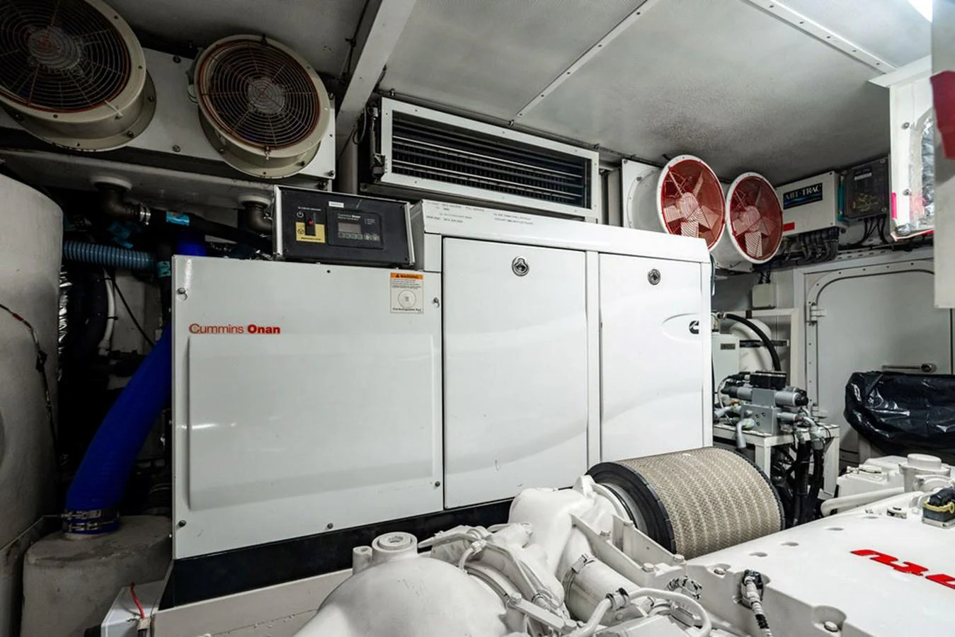 The image showcases the well-maintained engine room with advanced machinery and equipment. aboard OASIS Yacht for Sale
