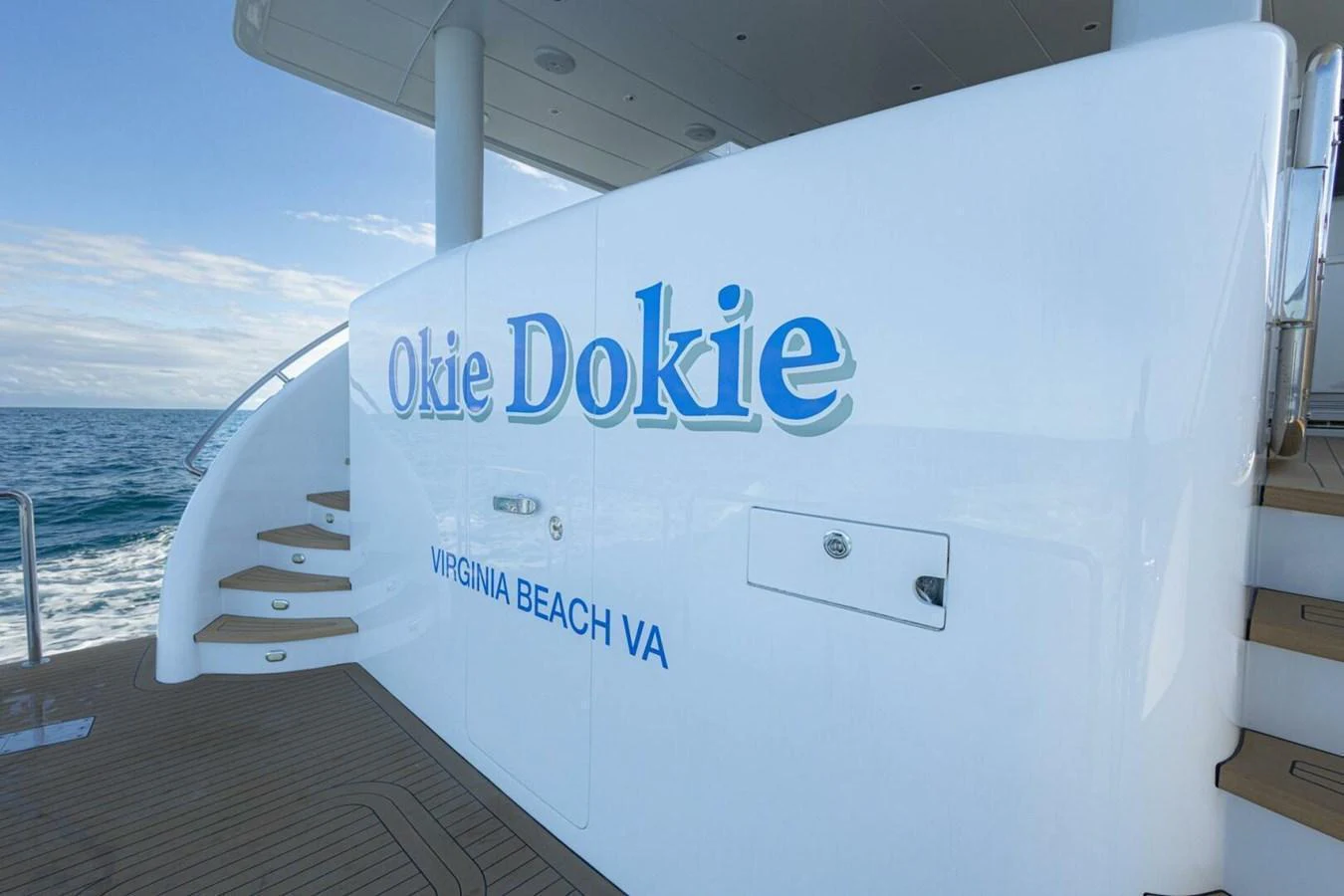 The yacht's name and home port are prominently displayed on its sleek exterior. aboard BOBBI TOO Yacht for Sale