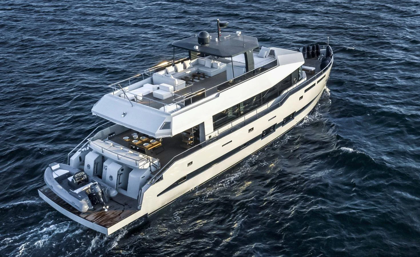 a boat in the water aboard ATLASS Yacht for Sale