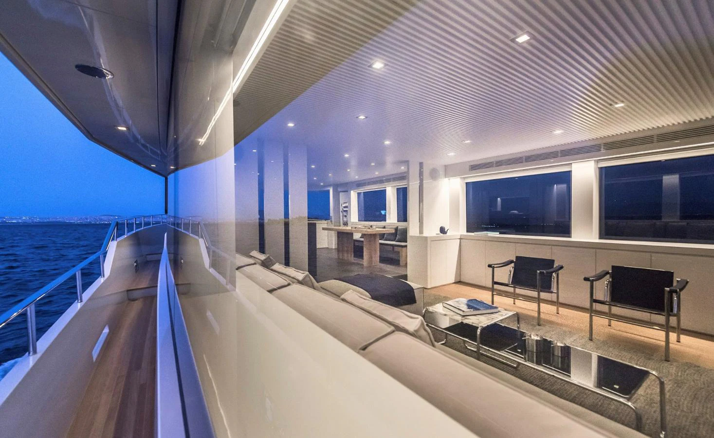 a large modern house with a pool aboard ATLASS Yacht for Sale