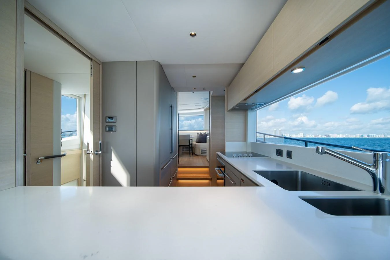 a modern looking kitchen aboard MARAVI Yacht for Sale