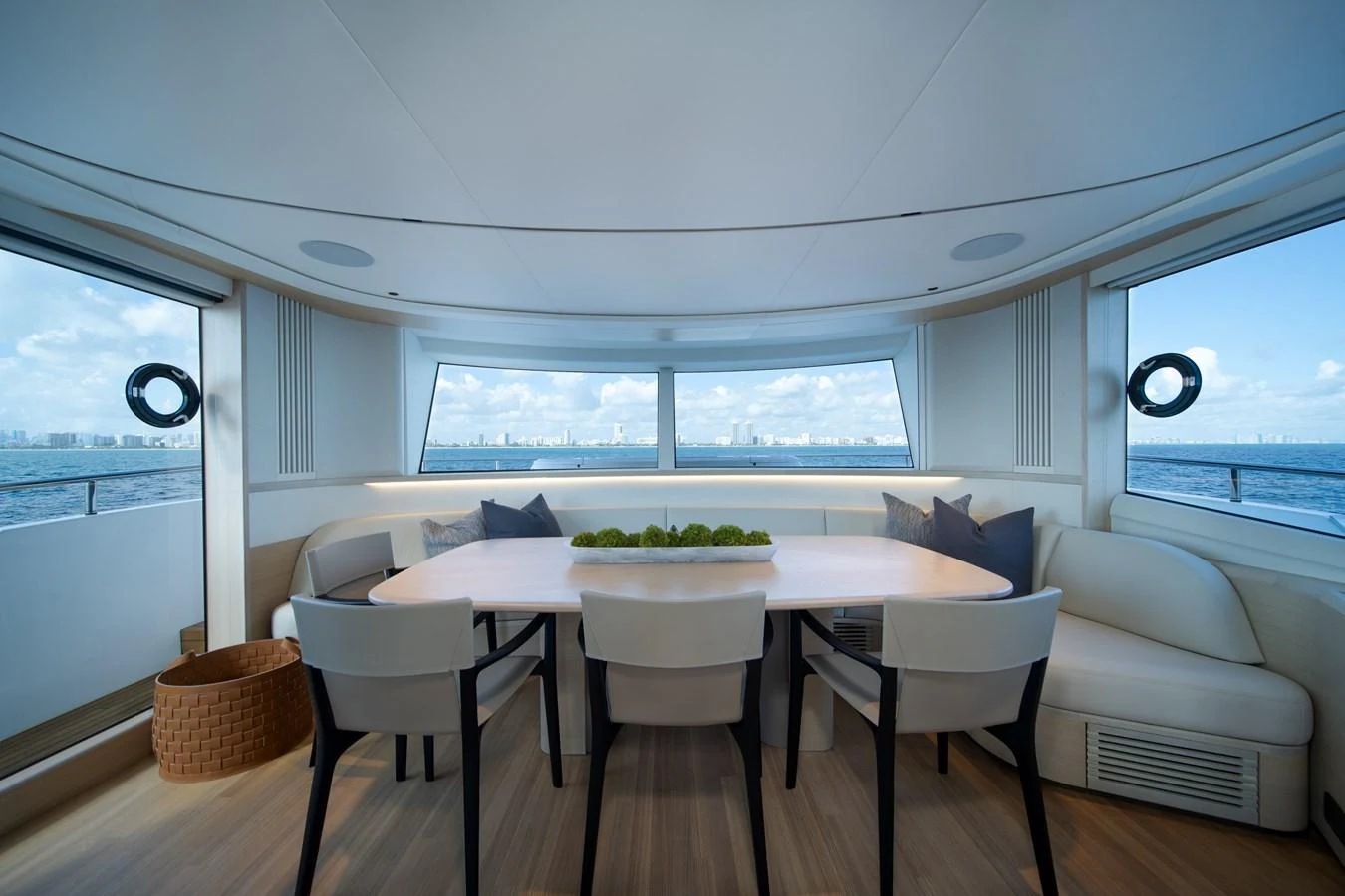 a dining room with a table and chairs aboard MARAVI Yacht for Sale
