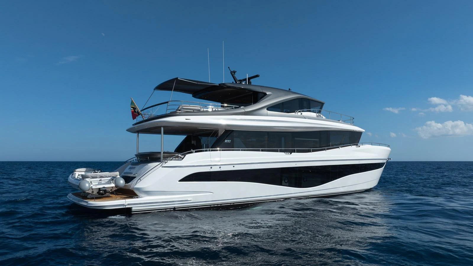 a white yacht on the water aboard MARAVI Yacht for Sale
