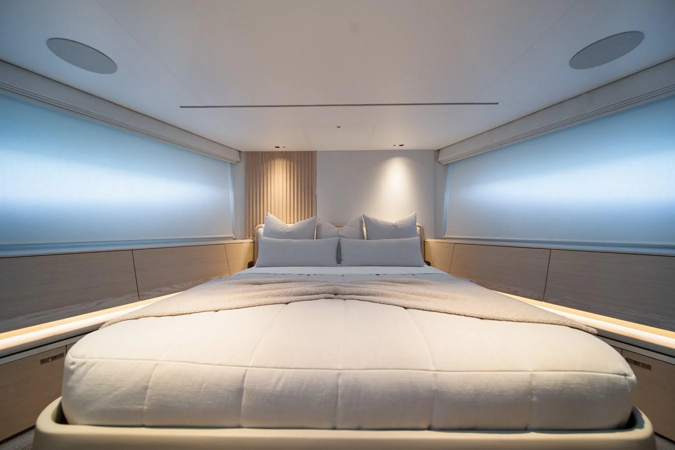 a bed in a room aboard MARAVI Yacht for Sale