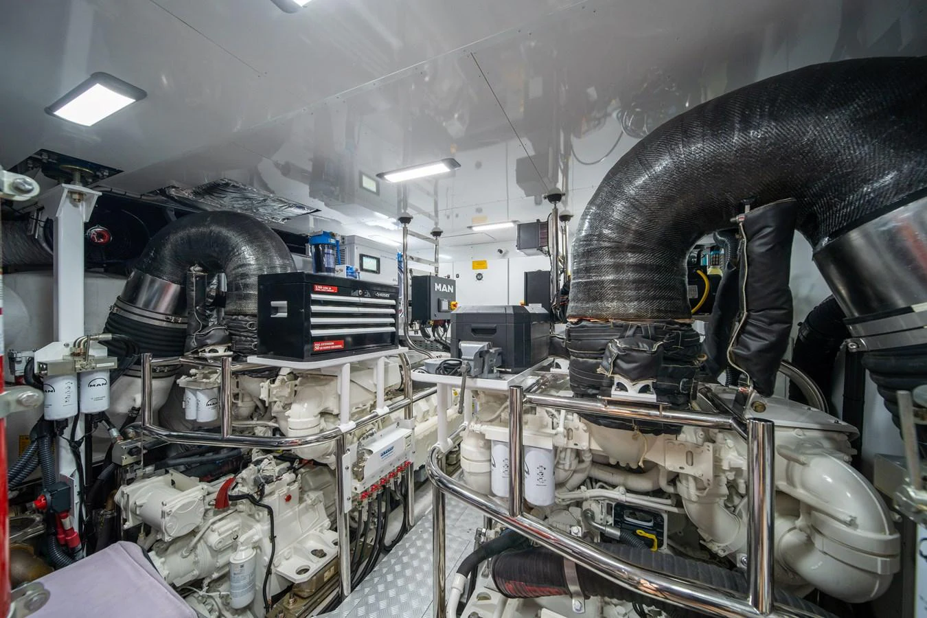 a large factory with machinery aboard MARAVI Yacht for Sale