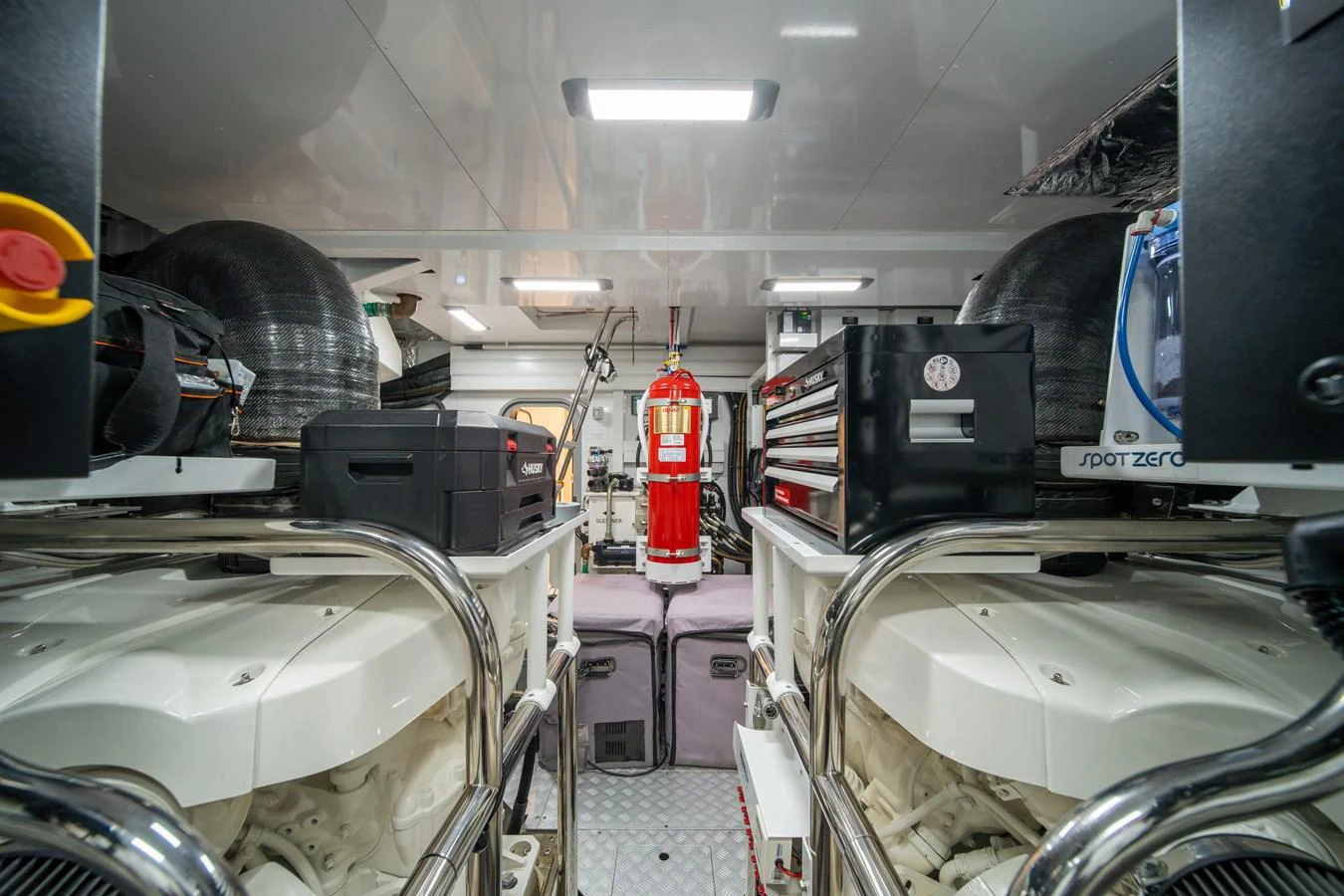 a large machine with large wheels aboard MARAVI Yacht for Sale