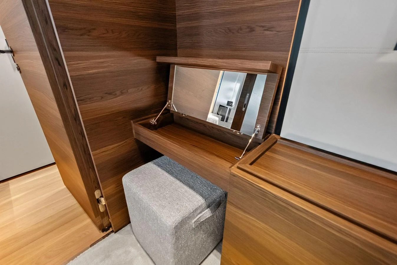 a chair in a room aboard LUMPASAURUS Yacht for Sale