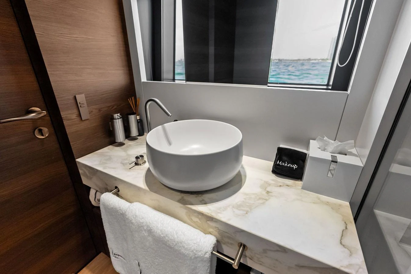 a sink in a bathroom aboard LUMPASAURUS Yacht for Sale