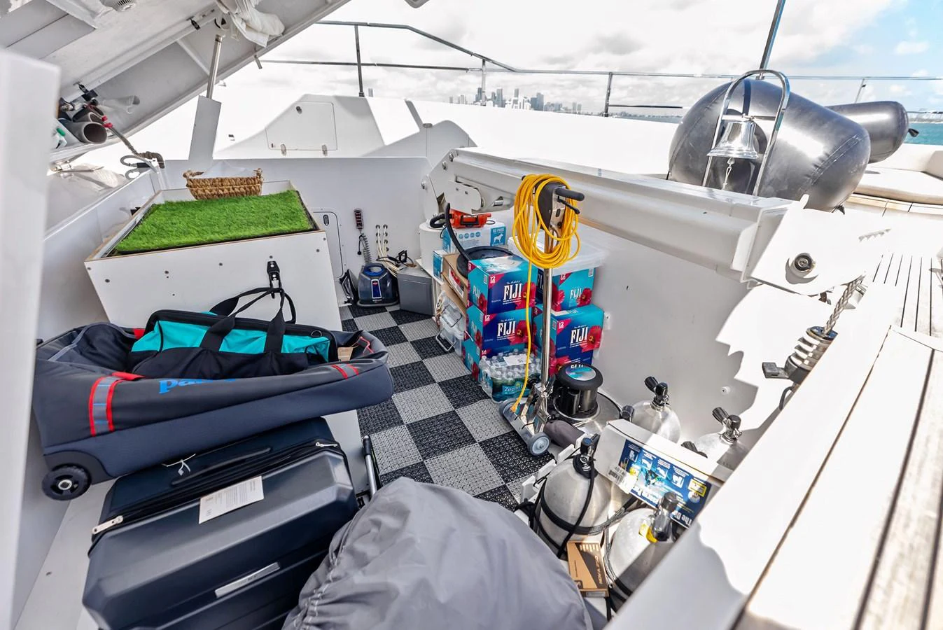 a plane with luggage and other objects aboard LUMPASAURUS Yacht for Sale