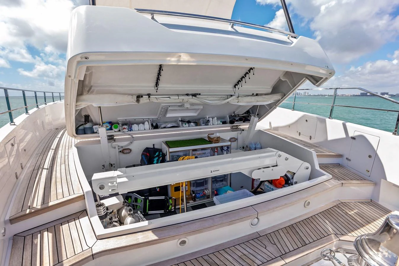 a large white boat with a deck aboard LUMPASAURUS Yacht for Sale