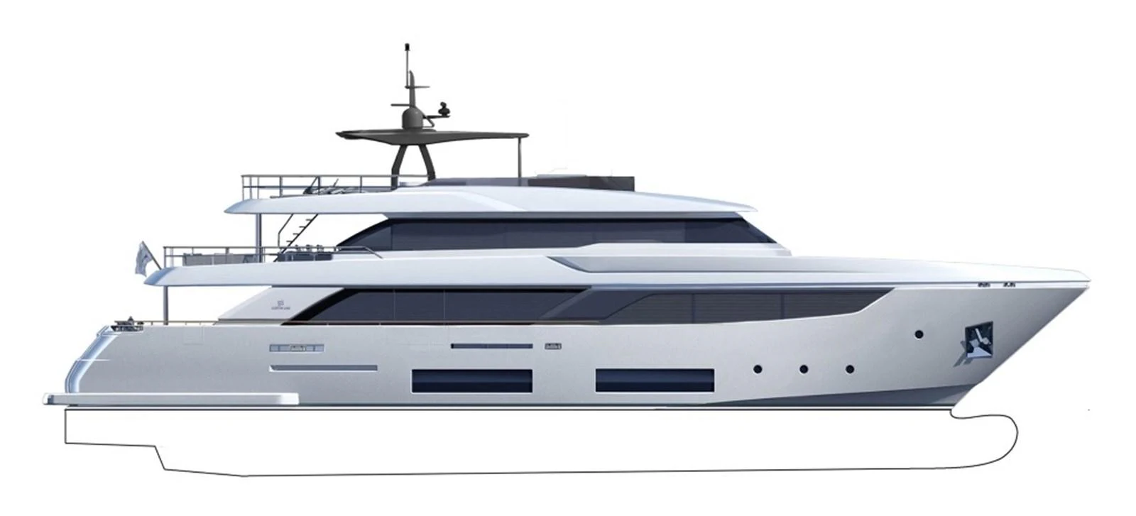 a white rectangular object with a small plane on top aboard LUMPASAURUS Yacht for Sale