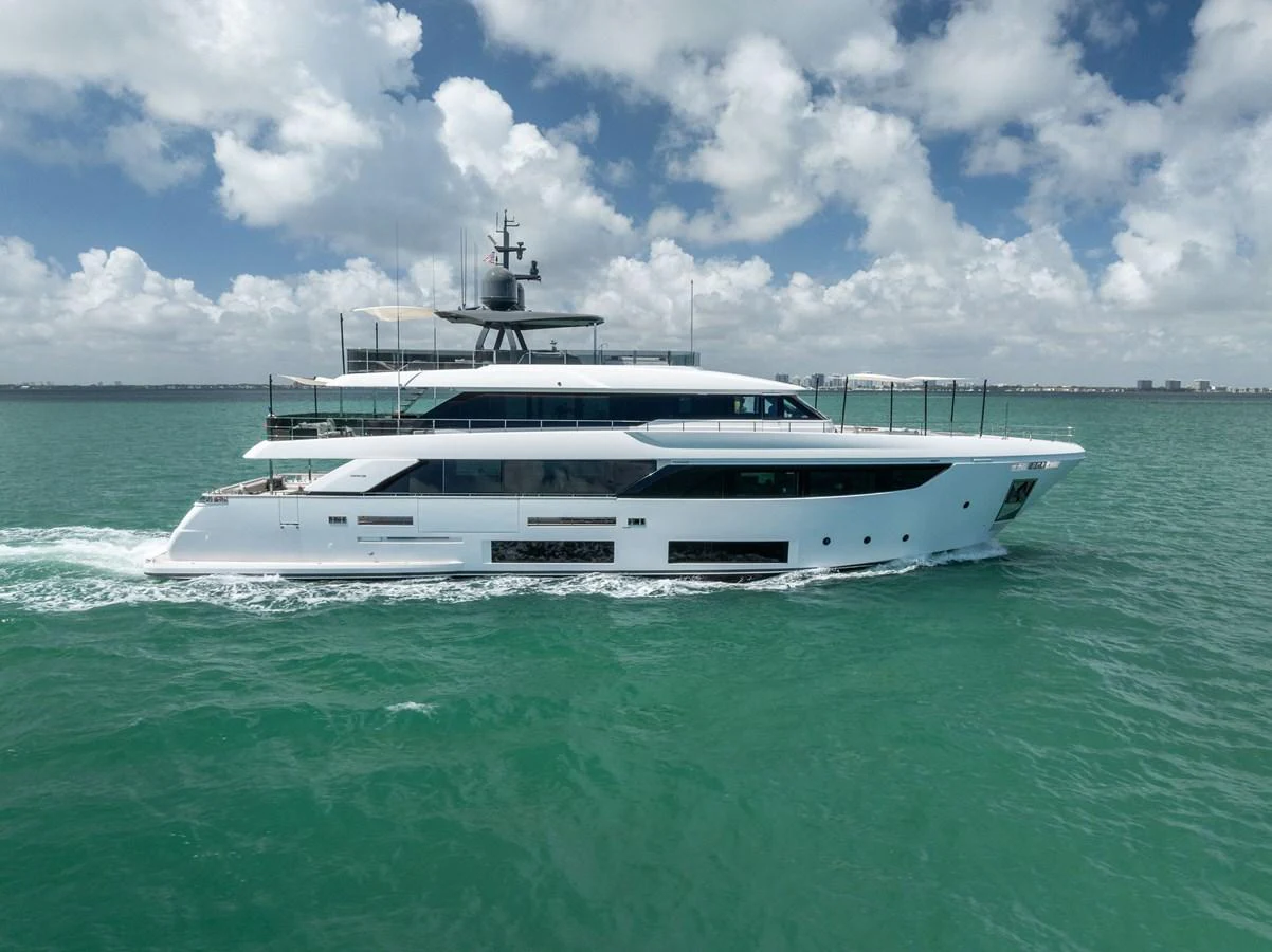 a white yacht on the water aboard LUMPASAURUS Yacht for Sale