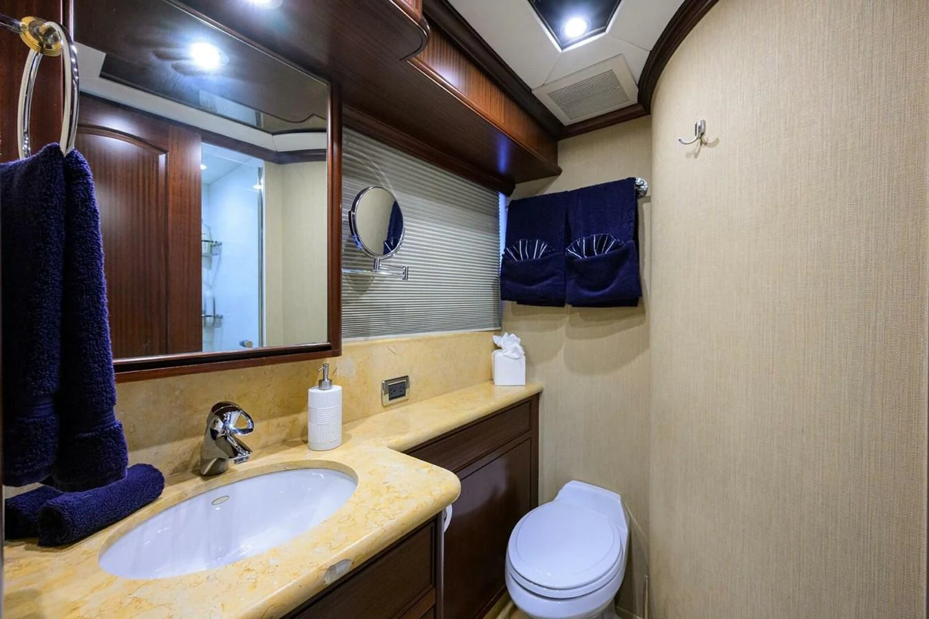 a bathroom with a sink and toilet aboard JULE Yacht for Sale