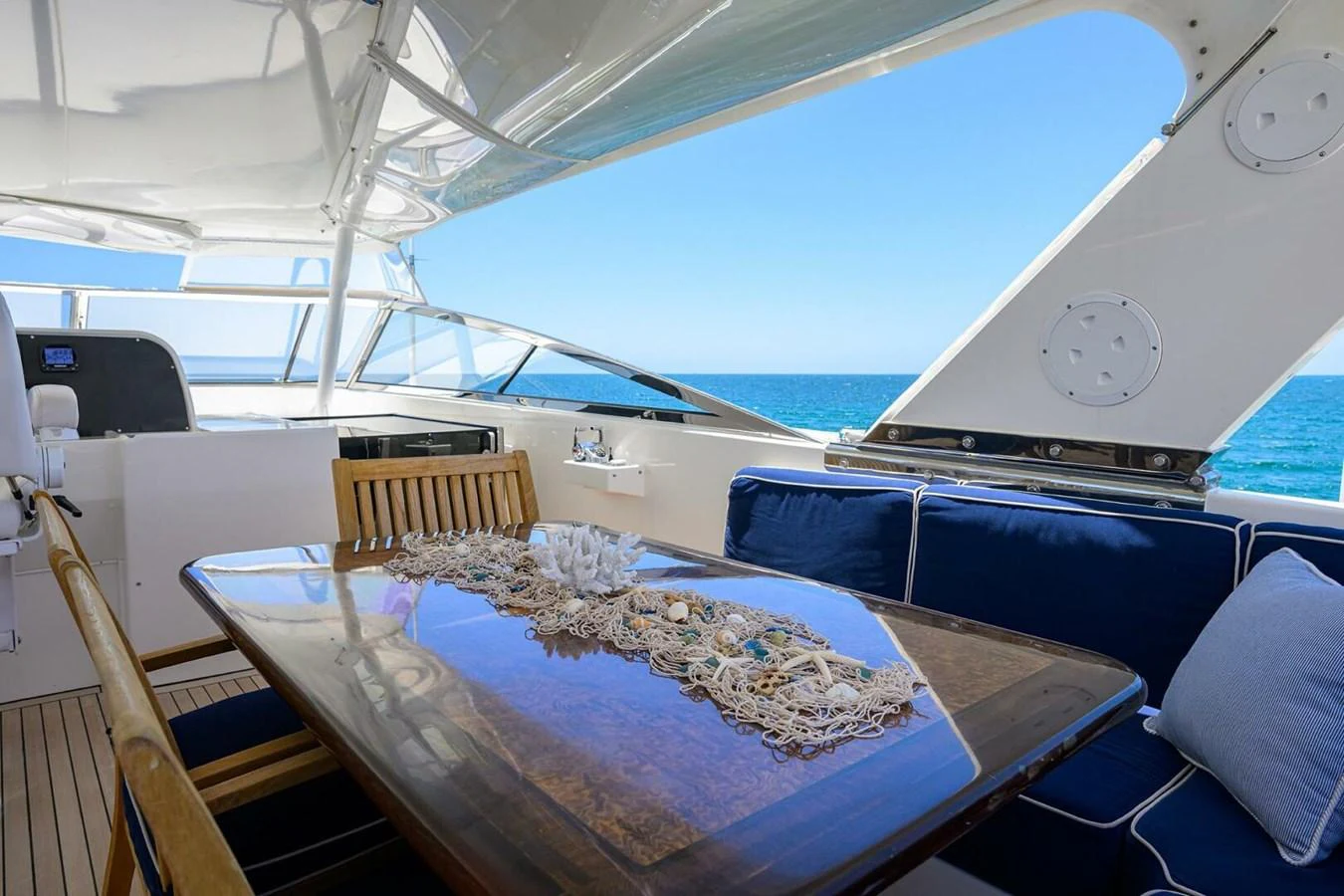a boat with a rug on the deck aboard JULE Yacht for Sale