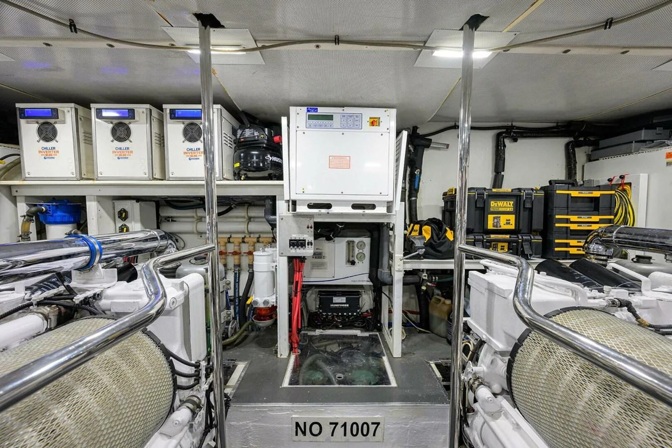 a room with machinery aboard JULE Yacht for Sale