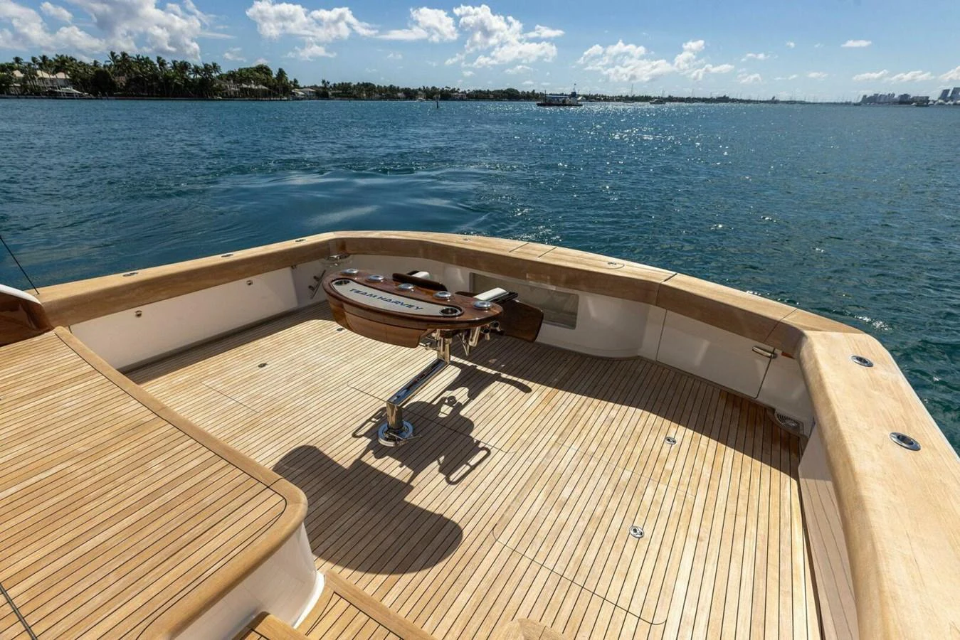 The spacious aft deck offers a serene view of the water, perfect for relaxation and fishing. aboard TEAM HARVEY I Yacht for Sale