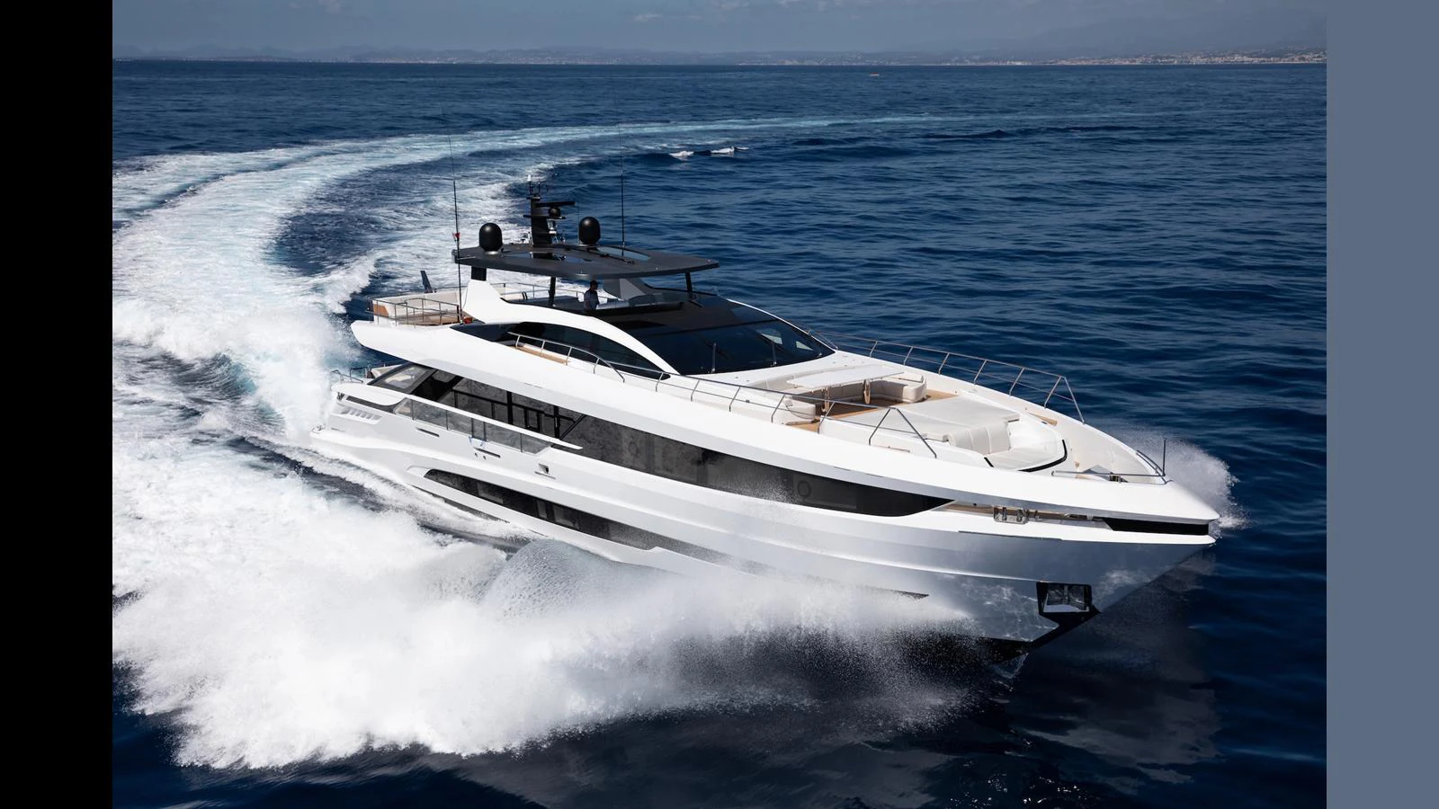 A sleek and modern yacht cruising swiftly on the open sea. aboard ARTEMIS Yacht for Sale