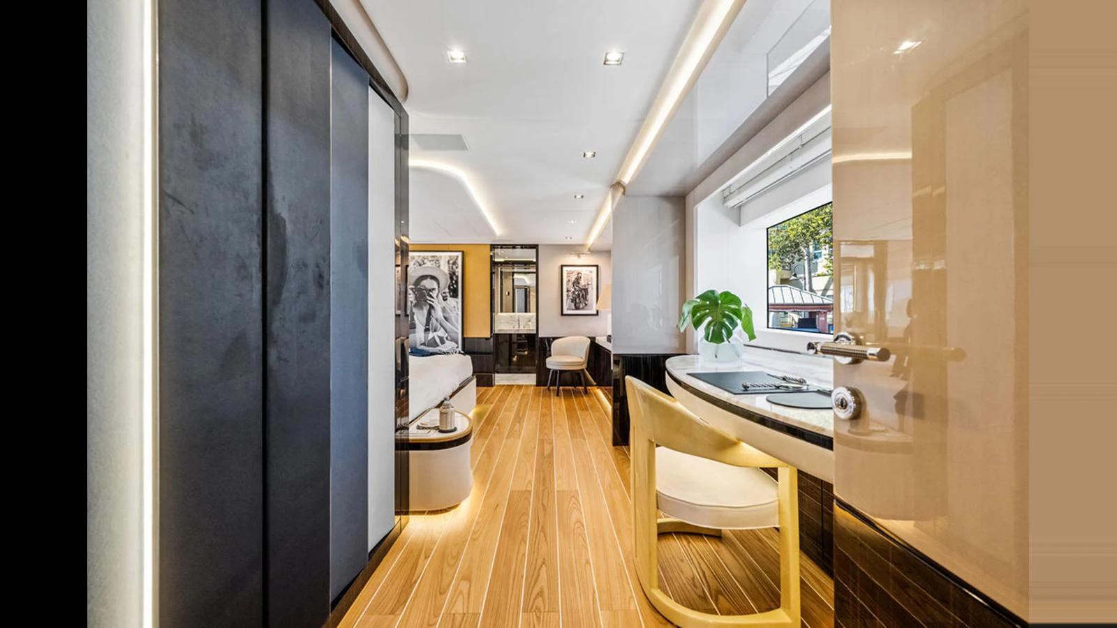 A luxurious and modern interior space featuring elegant furnishings and stylish decor. aboard ARTEMIS Yacht for Sale
