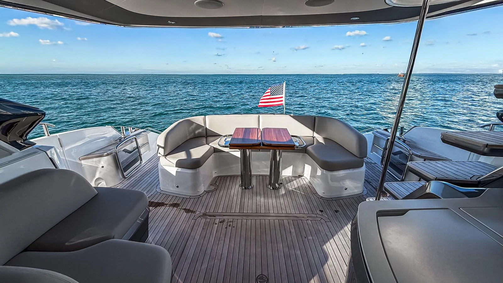 The aft deck offers a spacious and inviting area for relaxation with stunning ocean views. aboard NAUTILUS Yacht for Sale