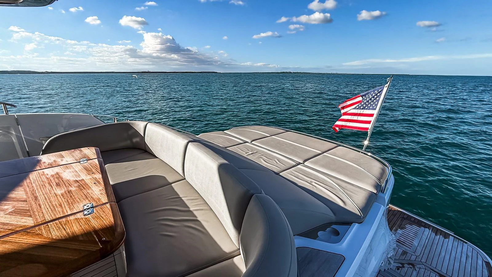 The aft deck offers a luxurious lounging area with a stunning view of the open sea. aboard NAUTILUS Yacht for Sale