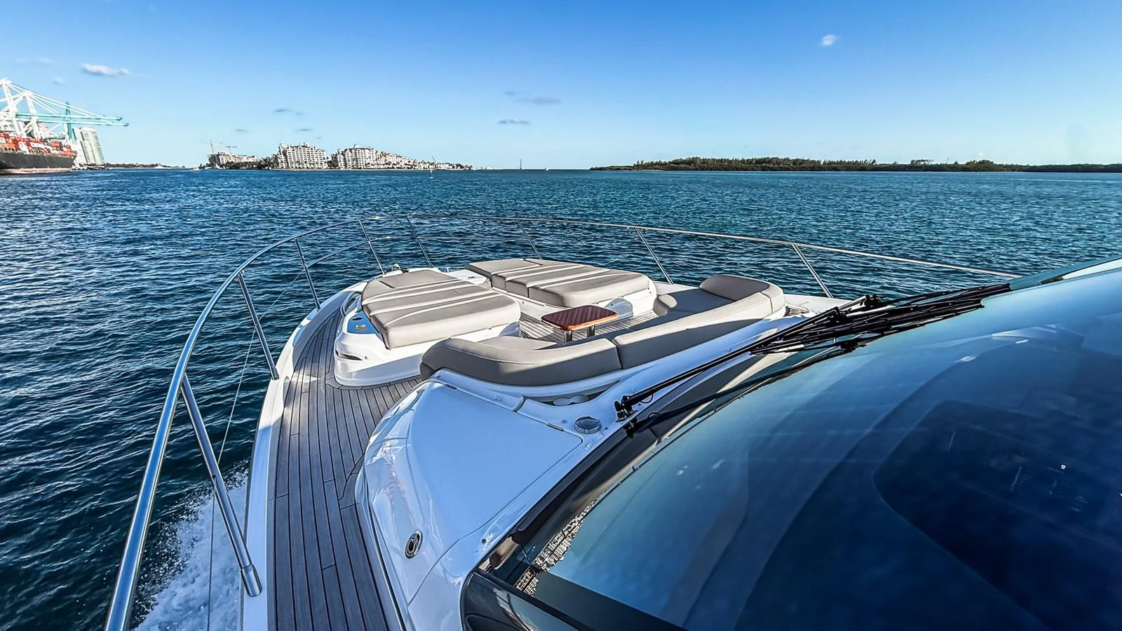 The yacht's foredeck features luxurious sun pads for relaxation while cruising. aboard NAUTILUS Yacht for Sale