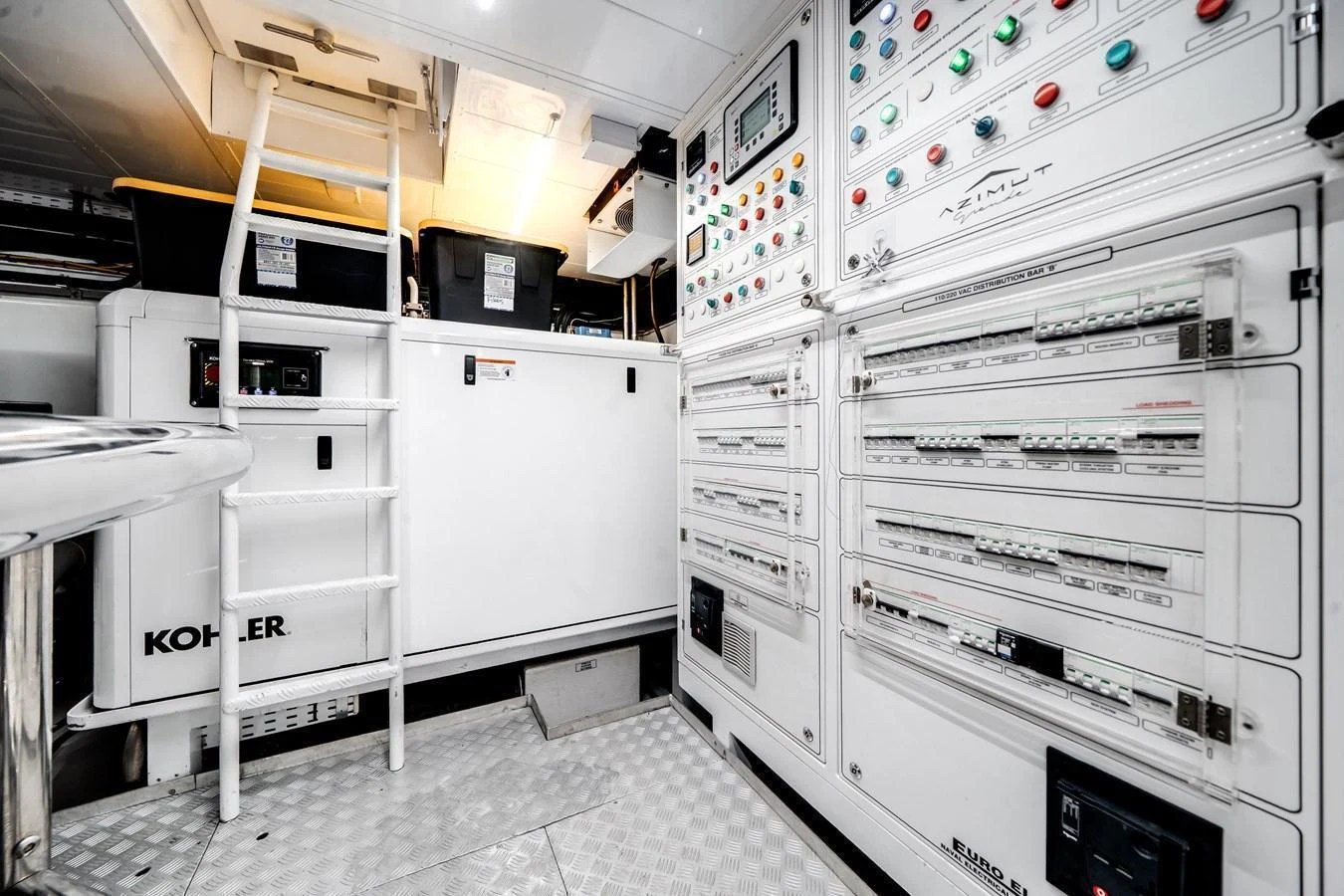 The image showcases the well-organized and high-tech engine room of the yacht. aboard TYCOON Yacht for Sale